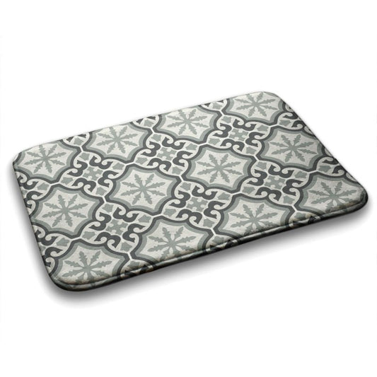 Tulup badeværelsesmåtte 75x45 cm abstrakt polyester hurtigttørrende 1 stk.