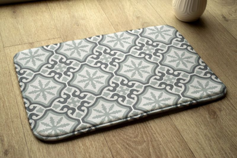 Tulup badeværelsesmåtte 75x45 cm abstrakt polyester hurtigttørrende 1 stk.