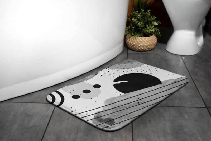 Badeværelsesmåtte Tulup 75x45 cm med geometriske mønstre, polyester, skridsikker, 1 stk.