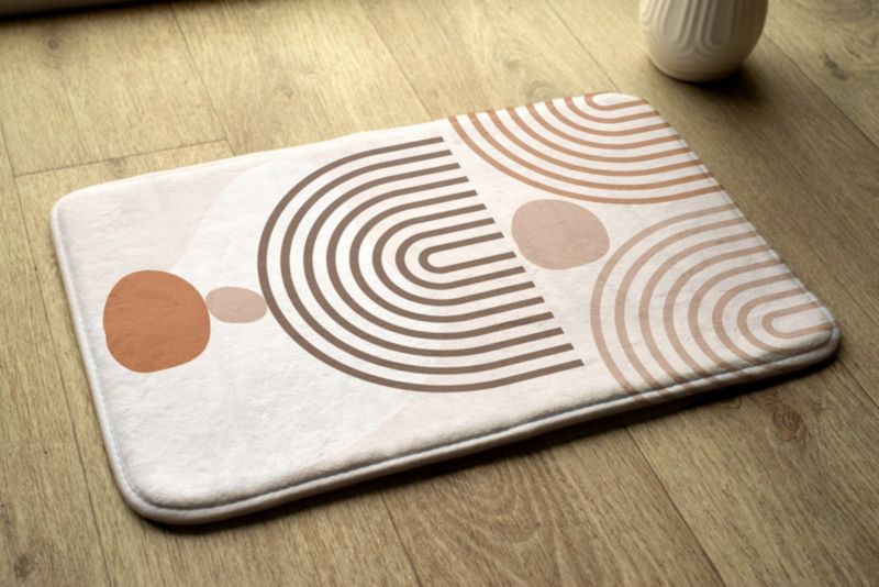 Tulup badeværelsesmåtte 75x45 cm med geometrisk mønster, polyester, vandafvisende, 1 stk.