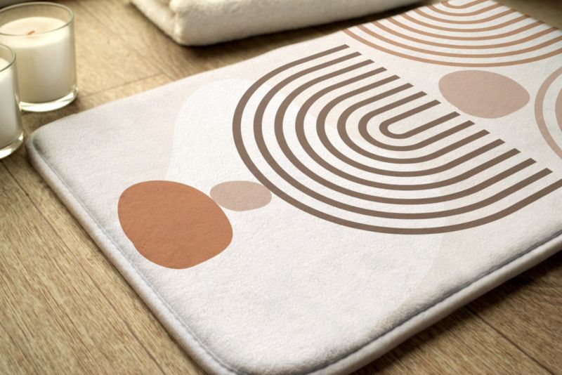 Tulup badeværelsesmåtte 75x45 cm med geometrisk mønster, polyester, vandafvisende, 1 stk.