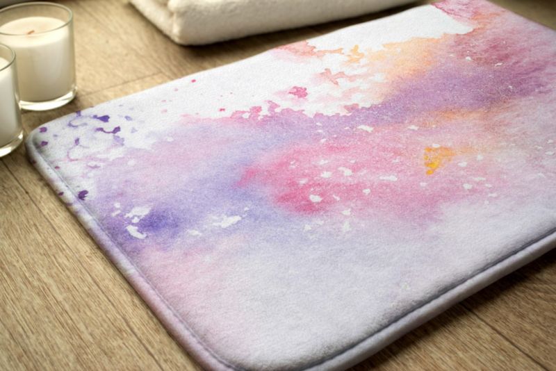 Tulup badeværelsesmåtte 75x45 cm med farverige pletter, mikrofiber, skridsikker, 1 stk.
