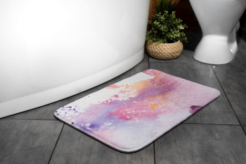 Tulup badeværelsesmåtte 75x45 cm med farverige pletter, mikrofiber, skridsikker, 1 stk.