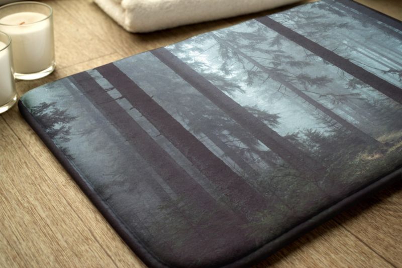 Tulup badeværelsesmåtte 75x45 cm Skov Tåge polyester skridsikker 1 stk.