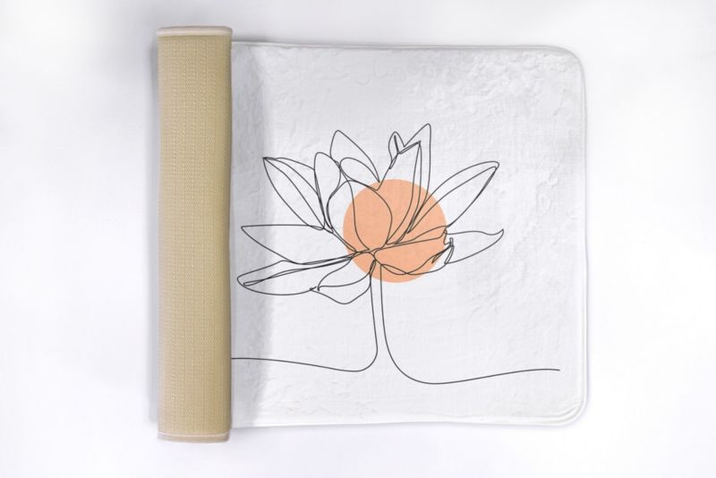 Tulup badeværelsesmåtte 75x45 cm med vandliljemotiv, polyester, skridsikker, 1 stk.