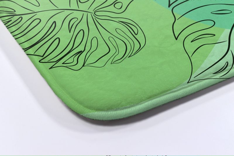 Tulup badeværelsesmåtte 75x45 cm med monstera-blade i polyester, vandafvisende, 1 stk.
