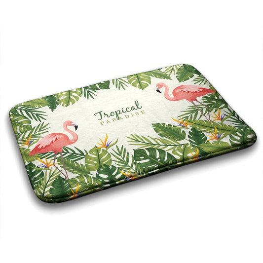 Tulup badeværelsesmåtte 75x45 cm med flamingofugle, mikrofiber, skridsikker – 1 stk.