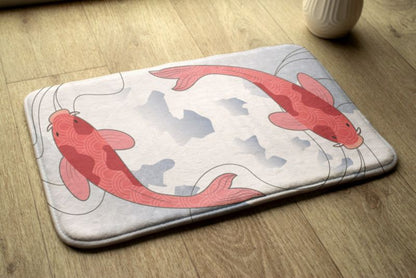 Tulup badeværelsesmåtte 75x45 cm med karpefisk i polyester, skridsikker, 1 stk.