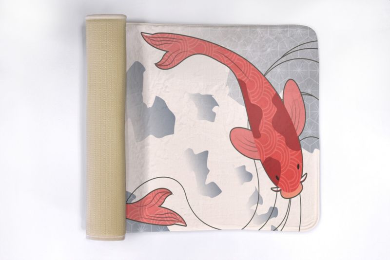 Tulup badeværelsesmåtte 75x45 cm med karpefisk i polyester, skridsikker, 1 stk.