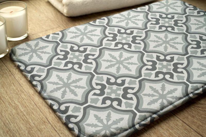 Tulup badeværelsesmåtte 90x60 cm abstrakt polyester hurtigttørrende 1 stk.