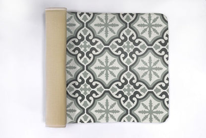 Tulup badeværelsesmåtte 90x60 cm abstrakt polyester hurtigttørrende 1 stk.