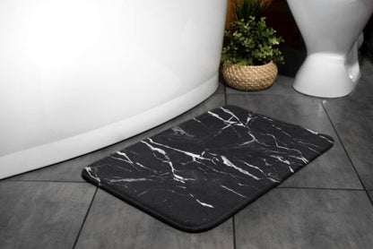 Tulup badeværelsesmåtte 90x60 cm sort marmor mikrofiber hurtigttørrende 1 stk.