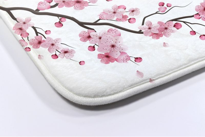 Tulup badeværelsesmåtte 90x60 cm med japanske kirsebærblomster, polyester, vandafvisende, 1 stk.
