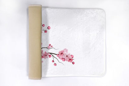 Tulup badeværelsesmåtte 90x60 cm med japanske kirsebærblomster, polyester, vandafvisende, 1 stk.