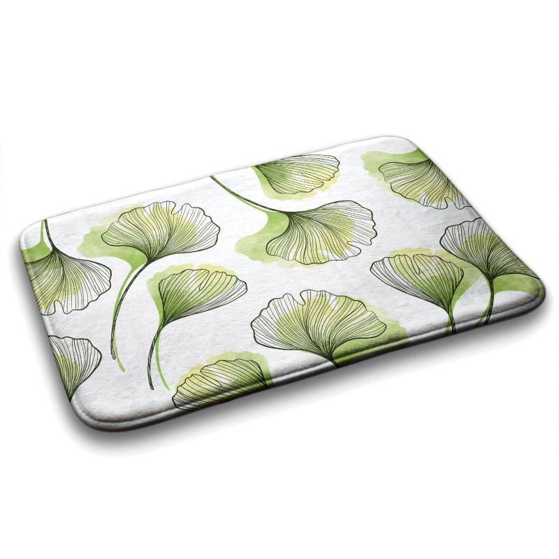 Tulup badeværelsesmåtte 90x60 cm Ginkgo-blade Polyester Hurtigtørrende 1 stk.
