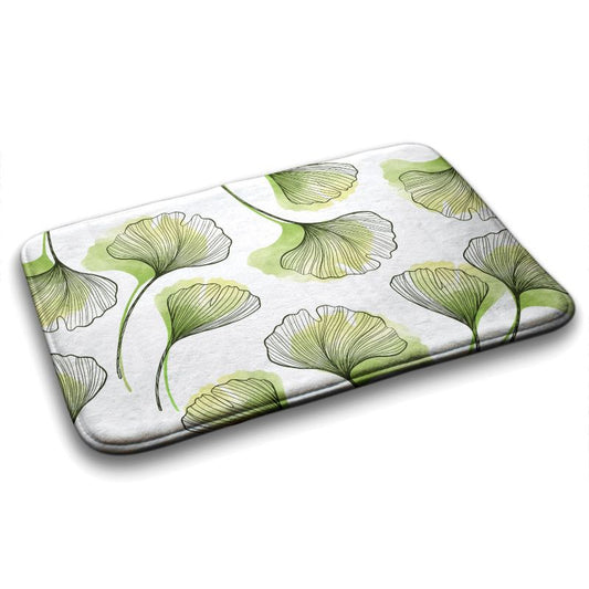 Tulup badeværelsesmåtte 90x60 cm Ginkgo-blade Polyester Hurtigtørrende 1 stk.