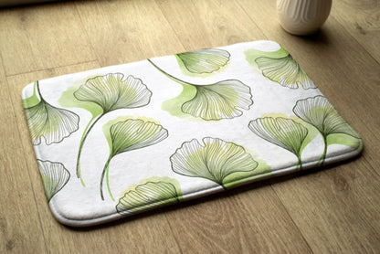 Tulup badeværelsesmåtte 90x60 cm Ginkgo-blade Polyester Hurtigtørrende 1 stk.