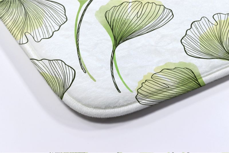 Tulup badeværelsesmåtte 90x60 cm Ginkgo-blade Polyester Hurtigtørrende 1 stk.