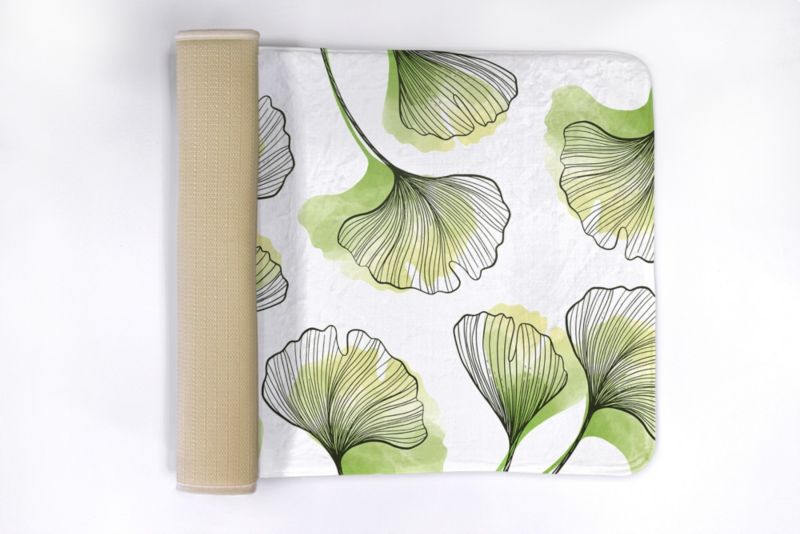 Tulup badeværelsesmåtte 90x60 cm Ginkgo-blade Polyester Hurtigtørrende 1 stk.