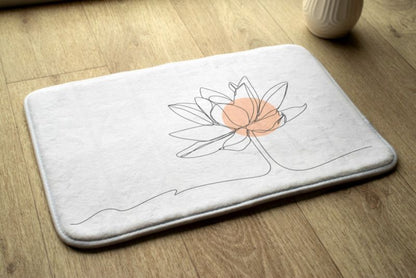 Tulup badeværelsesmåtte 90x60 cm med vandliljemotiv i polyester, skridsikker, 1 stk.
