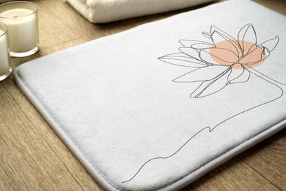 Tulup badeværelsesmåtte 90x60 cm med vandliljemotiv i polyester, skridsikker, 1 stk.