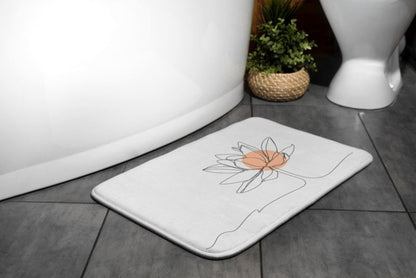 Tulup badeværelsesmåtte 90x60 cm med vandliljemotiv i polyester, skridsikker, 1 stk.