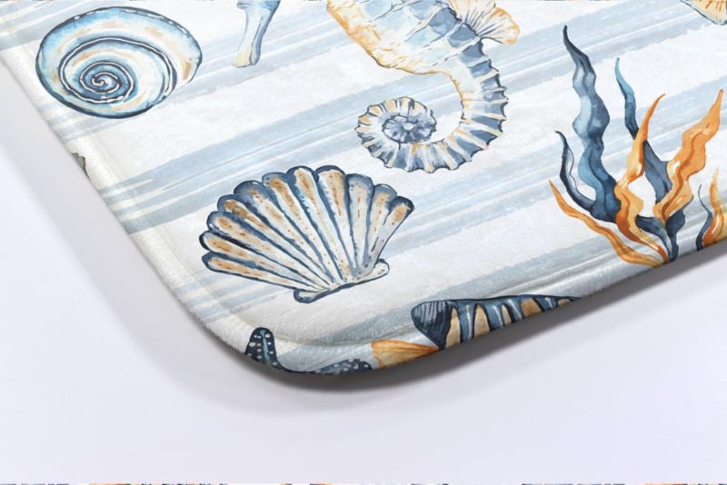 Tulup badeværelsesmåtte 90x60 cm med havdyr i polyester, hurtigtørrende, 1 stk.