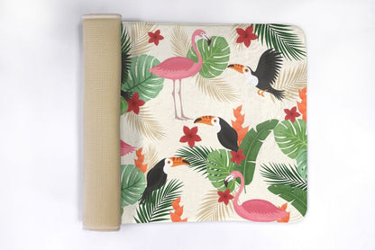 Tulup badeværelsesmåtte 90x60 cm med flamingofugle, polyester, hurtigtørrende, 1 stk.