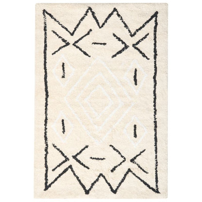 Bademåtte 60x90 cm Beige Sort Geometrisk Mønster Bomuld
