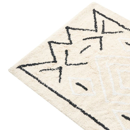 Bademåtte 60x90 cm Beige Sort Geometrisk Mønster Bomuld