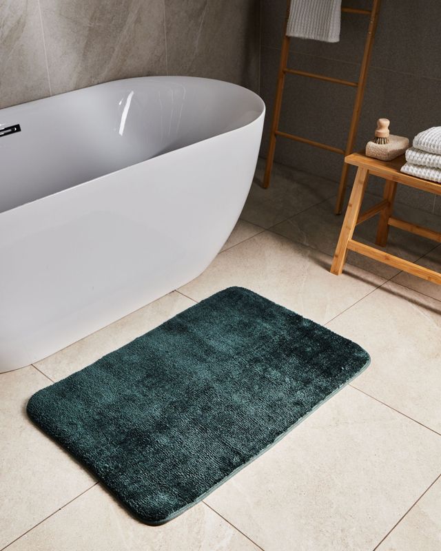 Bademåtte 60x90 cm Mørkegrøn Mikrofiber Skridsikker