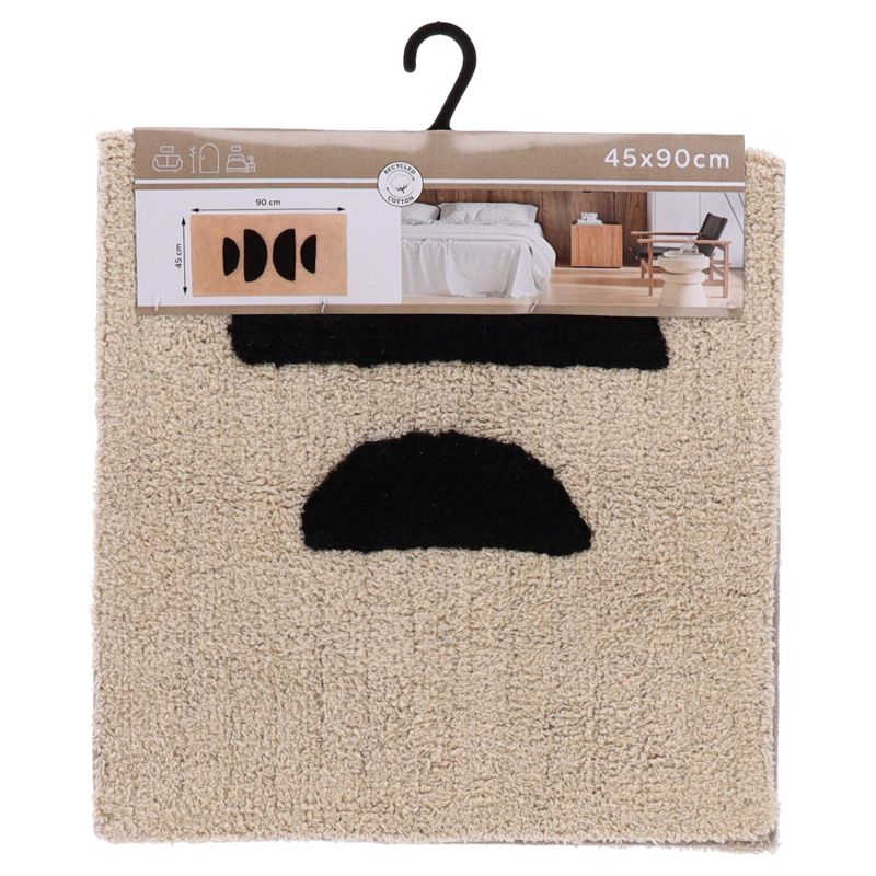 Badeværelsesmåtte Mathys 45x90 cm Beige Sort Bomuld