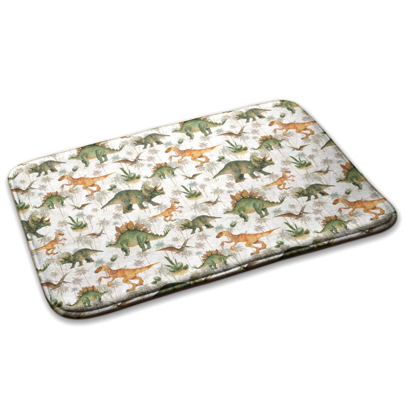 Børnetæppe Tulup 75x45 cm med dinosaurer og planter – blødt og skridsikkert, 1 stk.