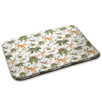 Børnetæppe Tulup 75x45 cm med dinosaurer og planter – blødt og skridsikkert, 1 stk.