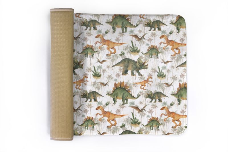Børnetæppe Tulup 75x45 cm med dinosaurer og planter – blødt og skridsikkert, 1 stk.