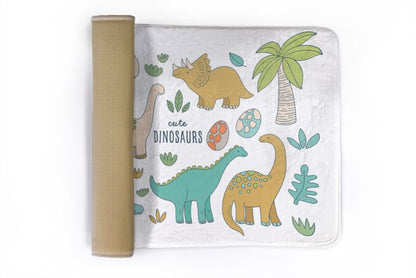 Børnetæppe Tulup 75x45 cm med søde dinosaurer – blødt og skridsikkert, 1 stk.