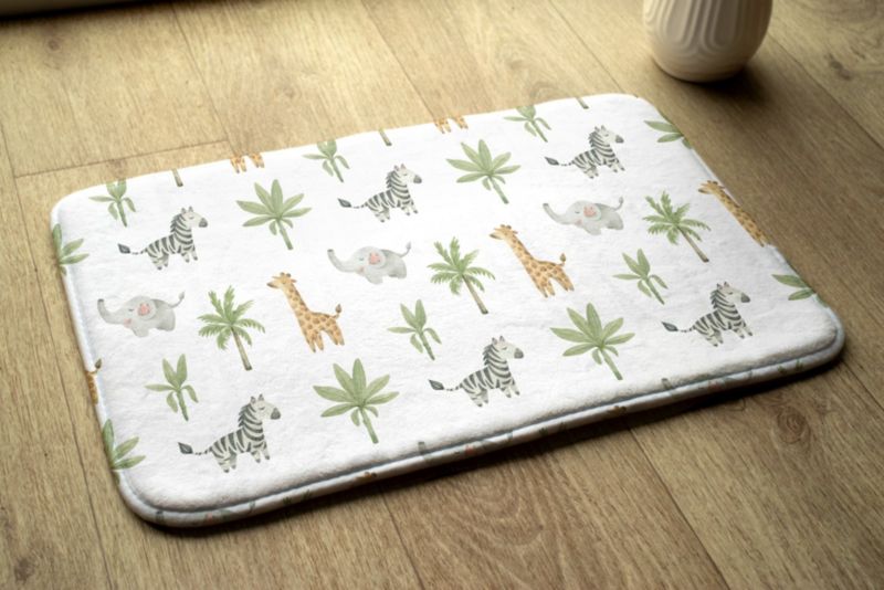 Børnetæppe Tulup 75x45 cm med dyr og planter – blødt og skridsikkert, 1 stk.