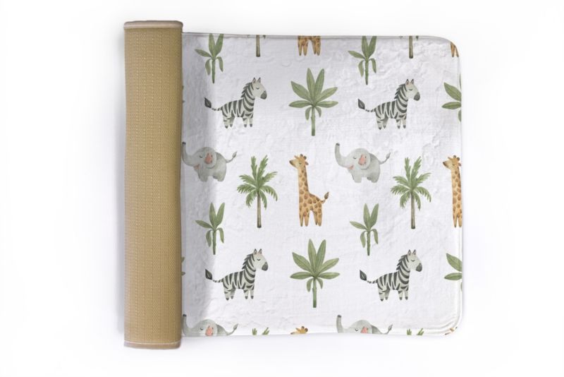 Børnetæppe Tulup 75x45 cm med dyr og planter – blødt og skridsikkert, 1 stk.