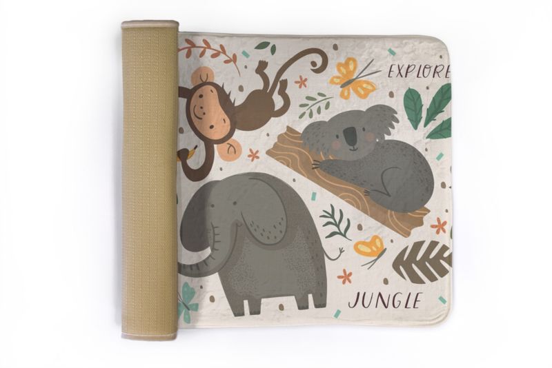 Børnetæppe Tulup 75x45 cm Jungle Dyr Blødt og skridsikkert 1 stk.