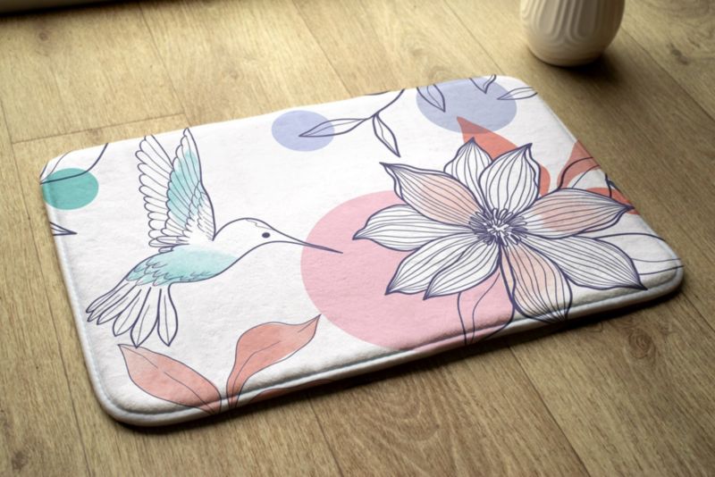 Børnetæppe Tulup 90x60 cm Kolibri og blomst – blødt og skridsikkert, 1 stk.