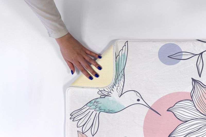Børnetæppe Tulup 90x60 cm Kolibri og blomst – blødt og skridsikkert, 1 stk.