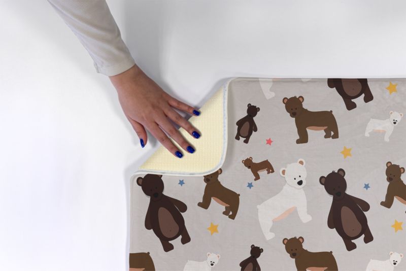 Børnetæppe Tulup 90x60 cm med bjørne og stjerner – blødt og skridsikkert, 1 stk.