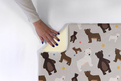 Børnetæppe Tulup 90x60 cm med bjørne og stjerner – blødt og skridsikkert, 1 stk.