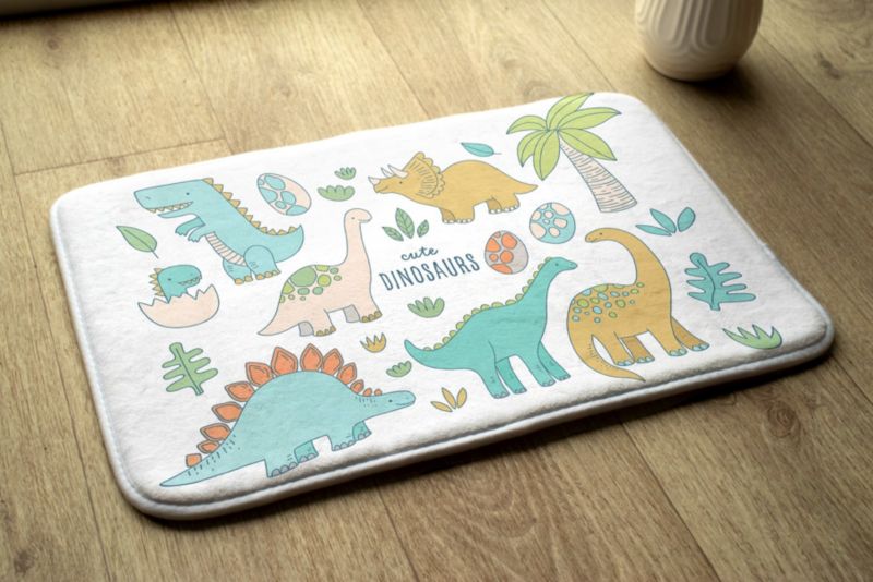 Børnetæppe Tulup 90x60 cm med charmerende dinosaurer - blødt og skridsikkert, 1 stk.