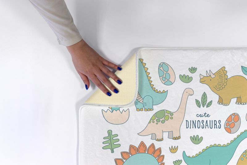 Børnetæppe Tulup 90x60 cm med charmerende dinosaurer - blødt og skridsikkert, 1 stk.