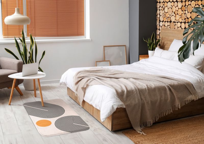 Tulup soveværelsesmåtte 75x45 cm med abstrakte geometriske mønstre – blød og skridsikker, 1 stk.