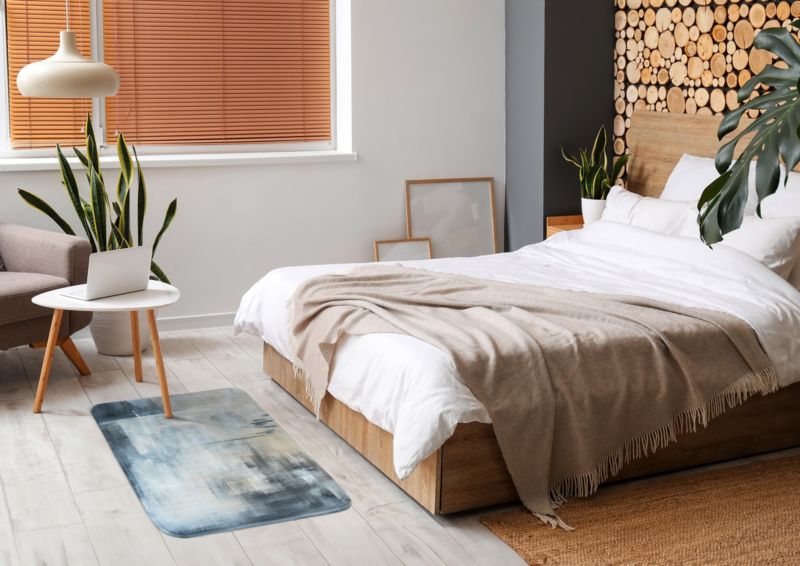 Soveværelsesmåtte Tulup 75x45 cm med abstrakt motiv – blød og skridsikker, 1 stk.