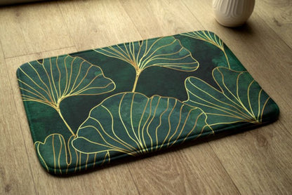 Blødt og skridsikkert soveværelsesgulvtæppe Tulup 75x45 cm med ginkgo-blade