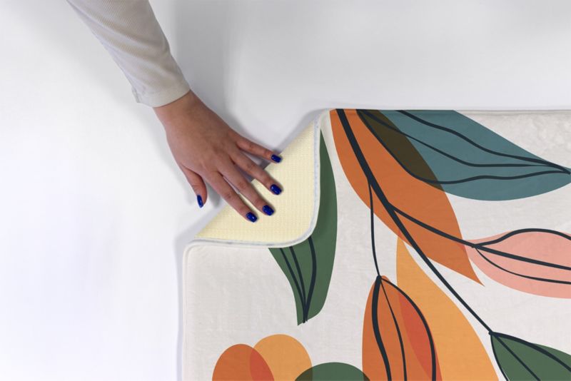 Blødt og skridsikkert soveværelsesmåtte Tulup 90x60 cm med abstrakte blade – 1 stk.