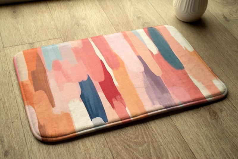 Soveværelsesmåtte Tulup 90x60 cm med abstrakte penselstrøg, blød og skridsikker, 1 stk.